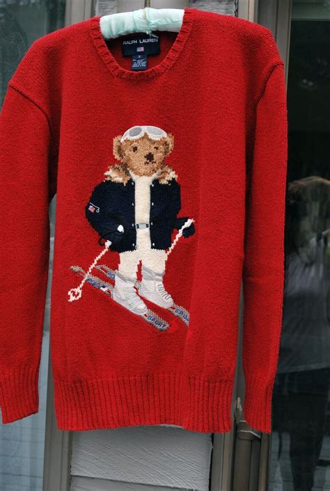 vintage polo bear sweatshirt|vintage ralph lauren bear sweater.